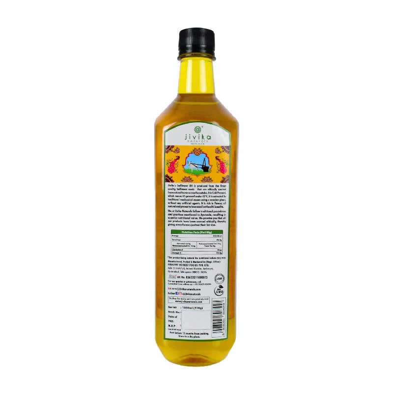 Grocery Jivika Naturals Cold Pressed Safflower Oil (1 Ltr) 4 Grocery Jivika Naturals Cold Pressed Safflower Oil (1 Ltr)