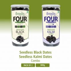 Bagul Foods Everyday Four Seedless Black Dates + Seedless Kalmi Dates (Khajoor) 400g Each