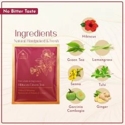 Hindraj Tea Hindraj Herbal Hibiscus Green Tea Bags - (1 Box Of 15 Sachets) Grocery