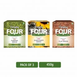 Bagul Foods Snacks & Beverages Everyday Four Raw Pumpkin Seeds + Raw Sunflower + Raw Flax Seeds |Combo Pack |150g Each
